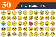 Emoji Outline Color Icons Bundle, an Emoji Icon by EllaMaiyaali (Thumbnail 2 of 3)