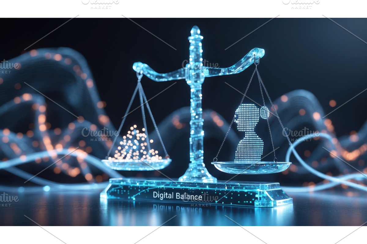 Futuristic digital scale with, an Illustration by tilialucida