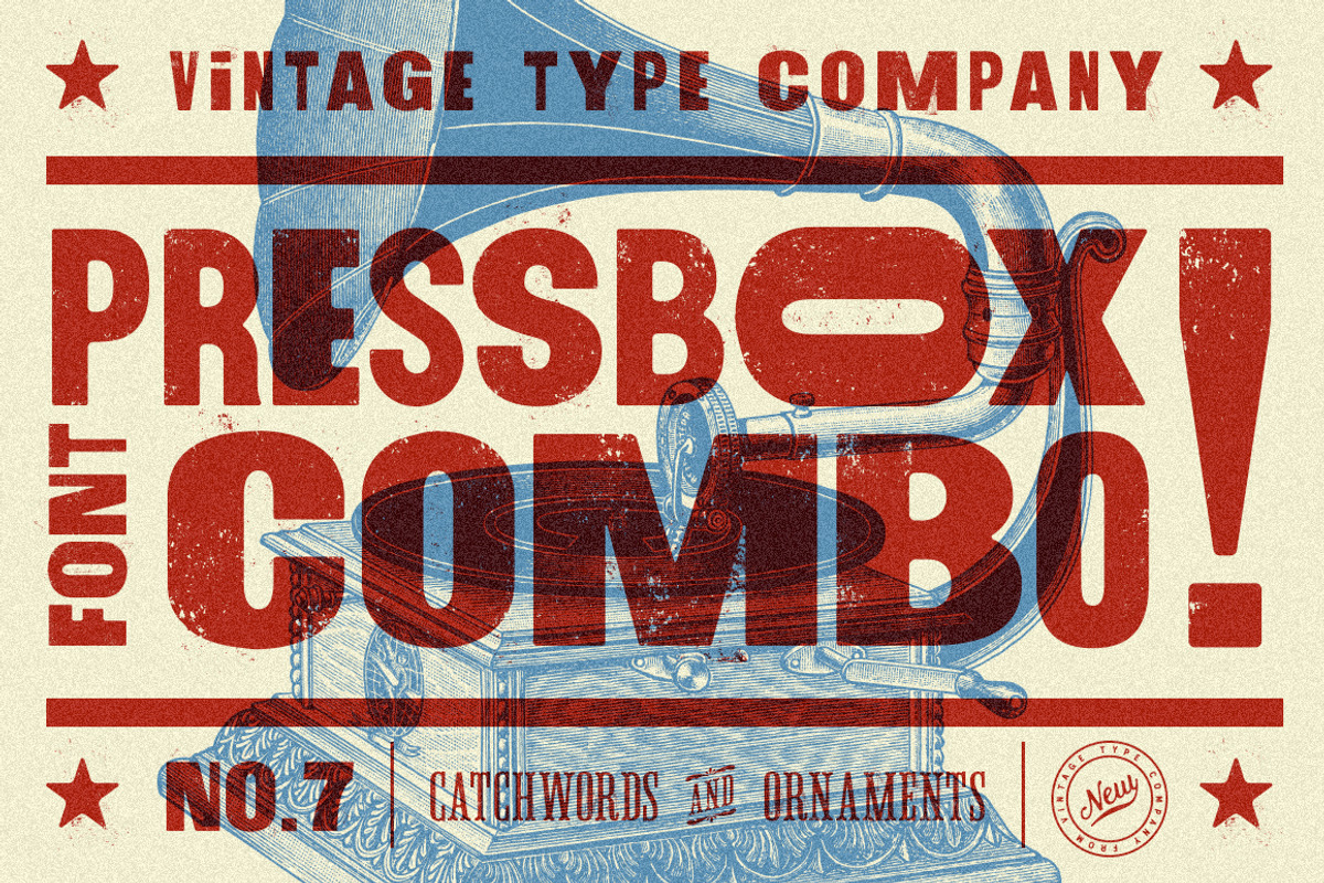 PressBox Font Combo, a Sans Serif Font by Vintage Type Company (Photo 1 of 9)