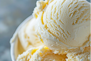 Close up of creamy vanilla ice cream, a Food & Drink Photo by Lermont51