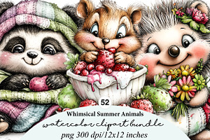 whimsical summer animals clipart
