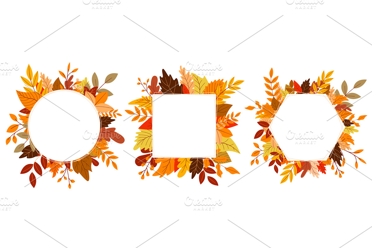 Autumn foliage frame set vector, an Illustration by Tati_Kli