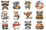 Watercolor Cute Animals Clipart, an Illustration by SinaCreation (Thumbnail 2 of 5)