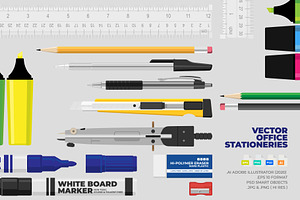 Office Stationery Realistic Set