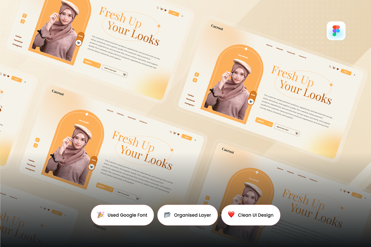Cacroot - Luxury Fashion Hero Header, an UI Kit Template by SquidPixey (Photo 2 of 3)