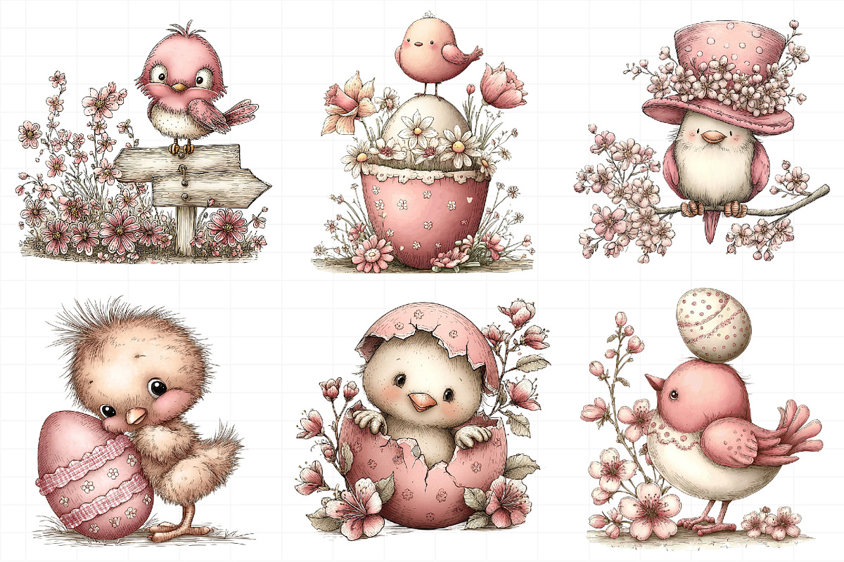Whimsical Easter Birds Clipart, an Illustration by Daily.Designs (Photo 7 of 7)