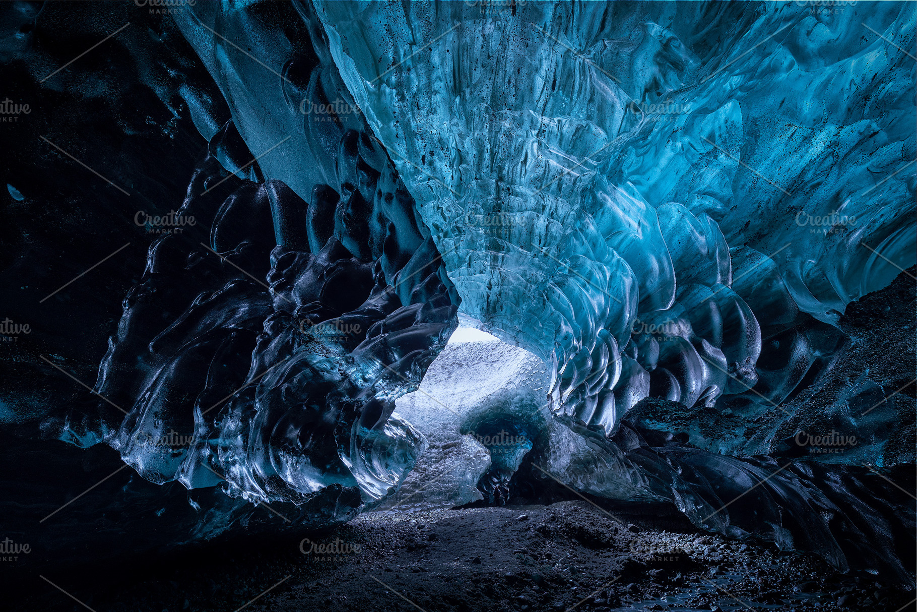 Blue ice cave in vatnajokull glacier featuring ice, cave, and iceland, a Nature Photo by PhotoNature