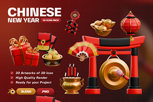 Chinese New Year 3D Icon Pack, an Object 3D Model by Haps Space