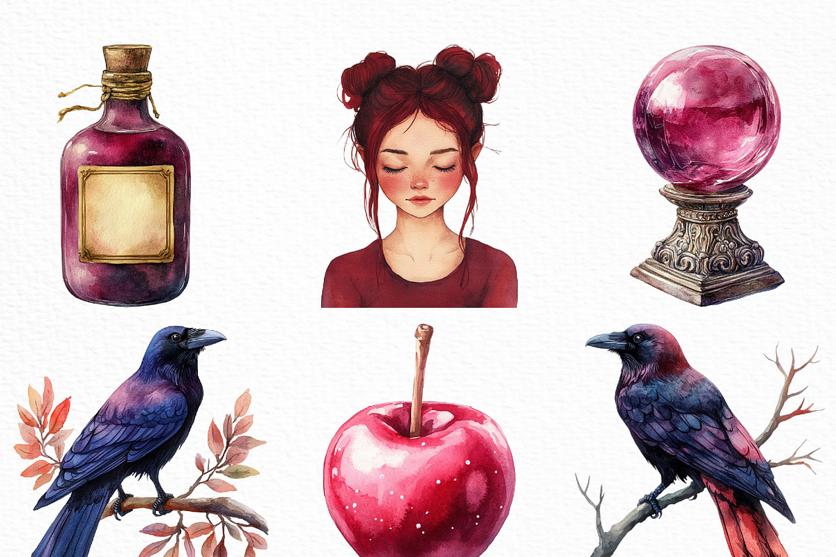 Watercolor Burgundy Halloween PNG, an Illustration by Craft Nest (Photo 2 of 6)