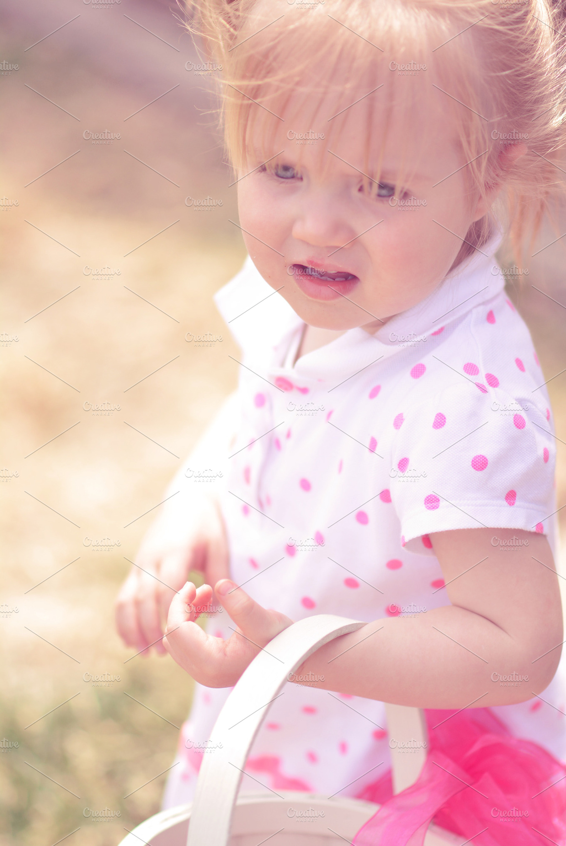 Girl with basket stock photo containing girl and basket