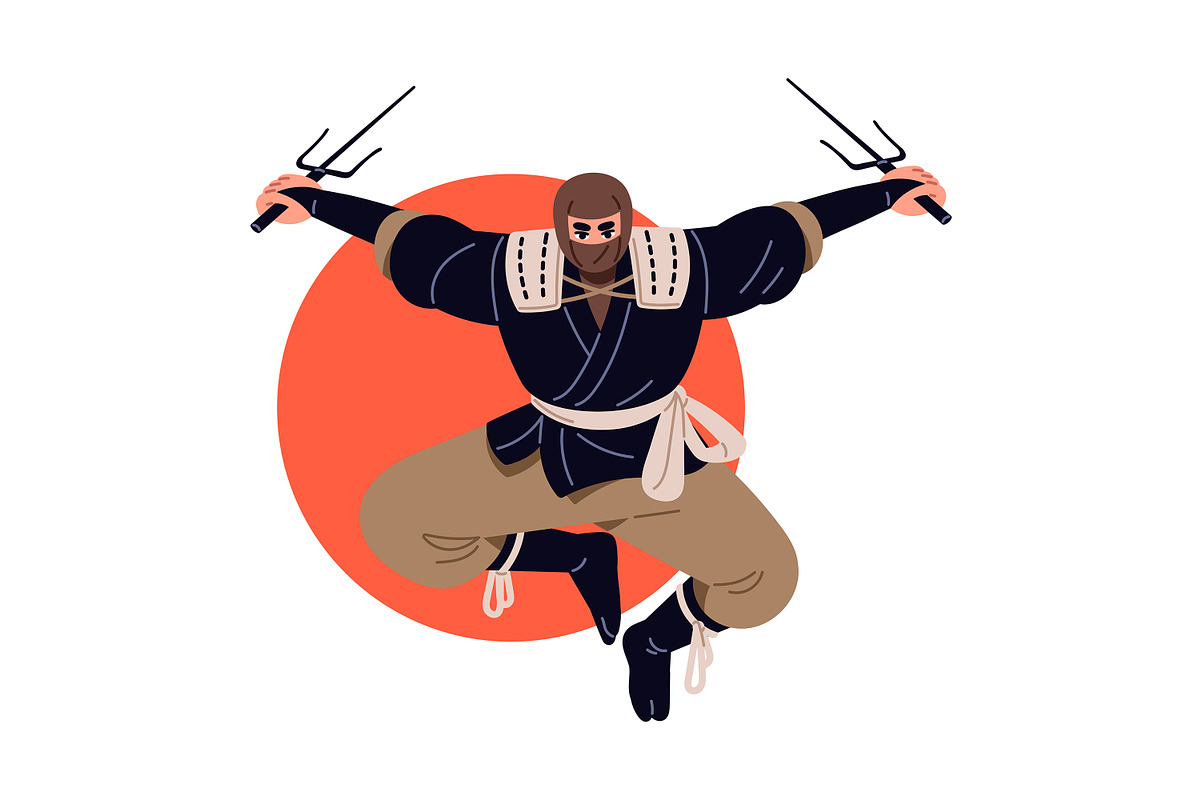 Ninja, shinobi, Asian warriors set, a Person Illustration by PaperTrident (Photo 15 of 16)