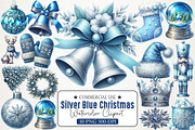 Silver Blue Christmas Clipart, an Illustration by RobertsArt (Thumbnail 1 of 5)
