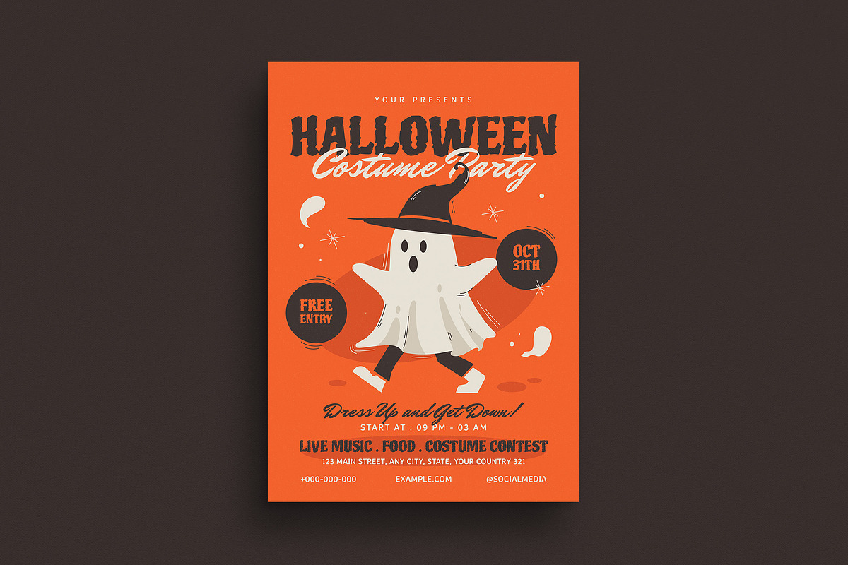 Spooky Halloween Costume Party Flyer, a Flyer Template by VectorVactory (Photo 1 of 3)