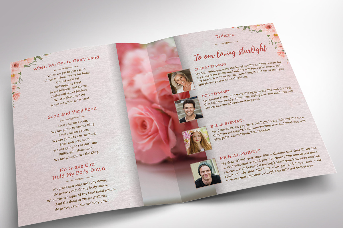 Floral Tabloid Funeral Program preview 5