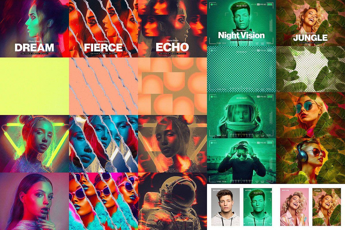 34 Photo Effect Templates Bundle, a Layer Style Add-On by DesignerCandies
