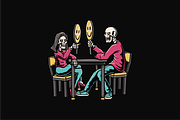 Skeleton Couple with Smiley Masks, an Object Illustration by nomlimo.com (Thumbnail 1 of 3)