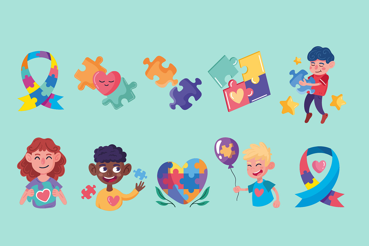Autism Awareness Illustration Set