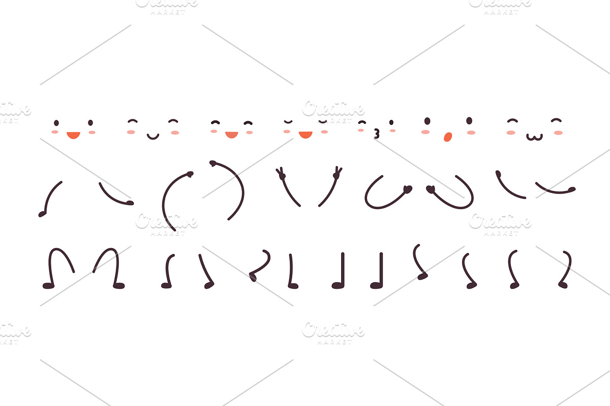 Simple cartoon hands legs face, an Illustration by LadadikArt