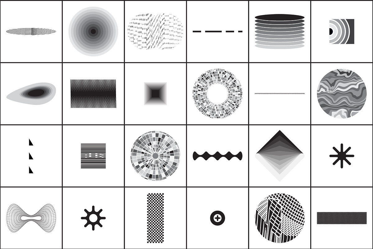 B_W 100 Vector Abstract Shapes, an Object Graphic by Vanzyst