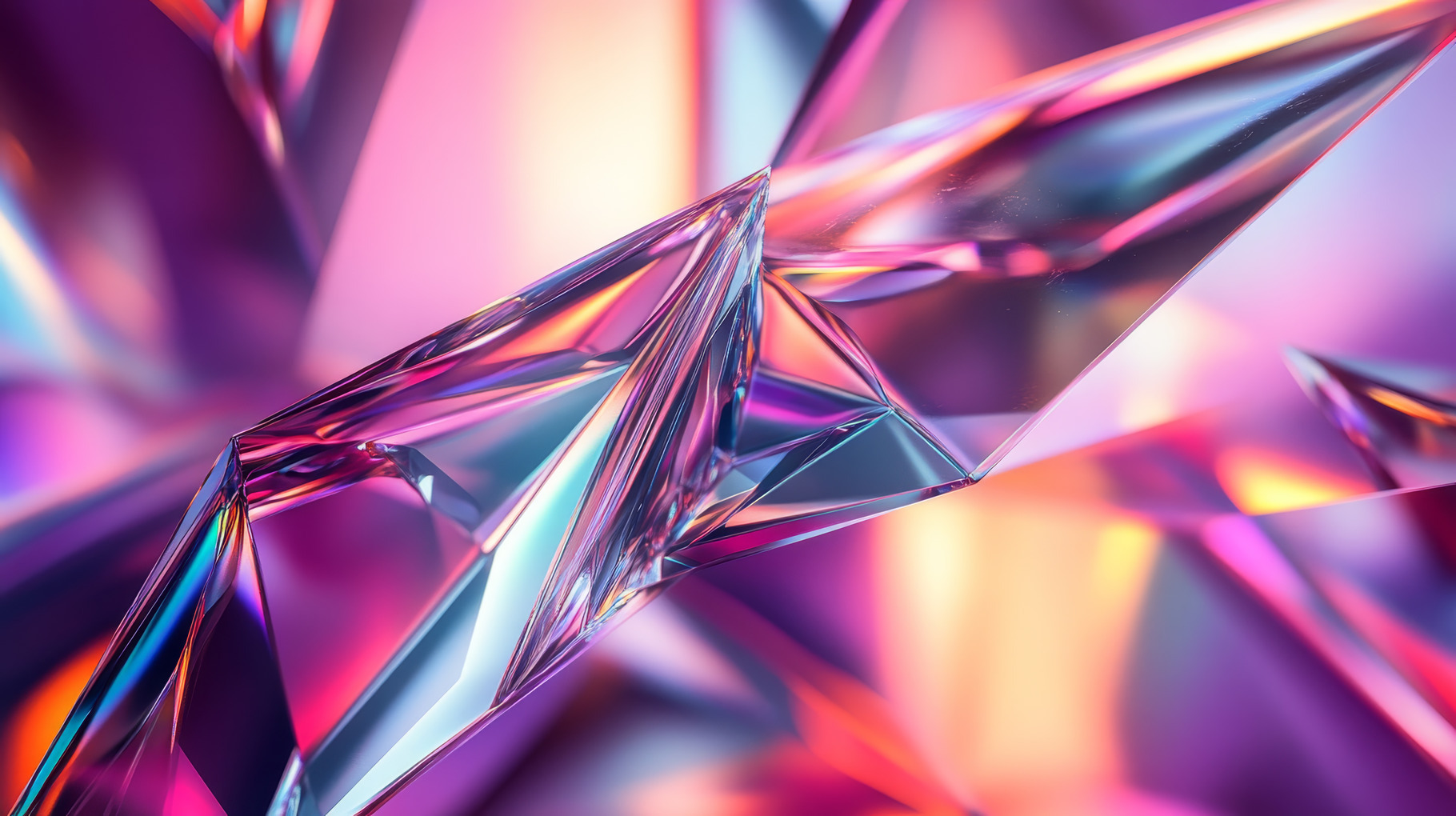 Vibrant Abstract Crystal Shapes with Colorful Light Reflections, an ...