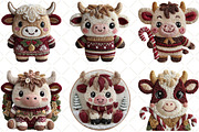 Crochet Christmas Highland Cow, an Illustration by Black Bird Studio (Thumbnail 4 of 6)