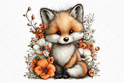 Whimsical Spring Fox Clipart Png, an Illustration by Craft Nest (Thumbnail 10 of 11)