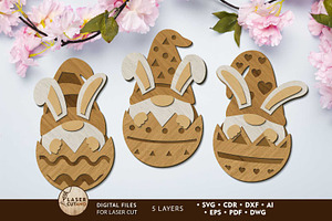 Easter Bunny Gnome in Egg, Cut File