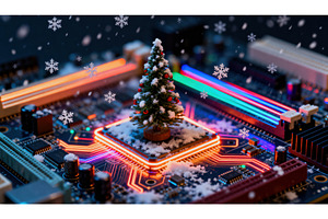 Miniature Christmas tree on a, a Technology Photo by tilialucida