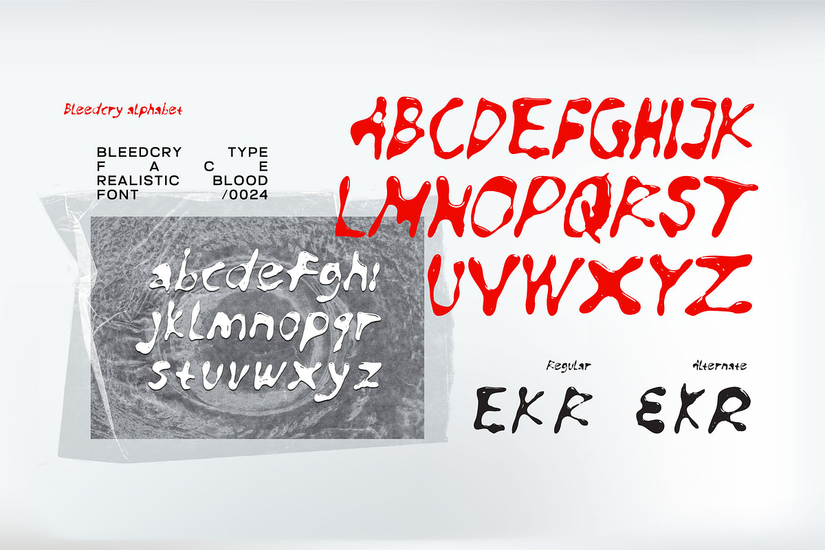 Bleedcry Typeface - Realistic Blood, a Handwritten Font by Drizy (Photo 4 of 9)