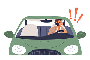 Man talking on his cell phone while, a Transportation Illustration by Vectorbuum