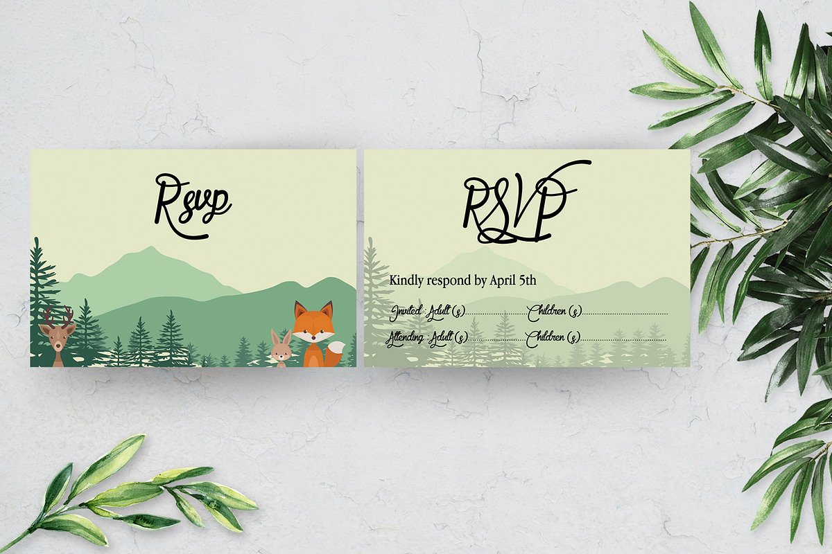 Woodland Baby Shower Template Suite, an Invitation Template by SmmrDesign (Photo 4 of 5)