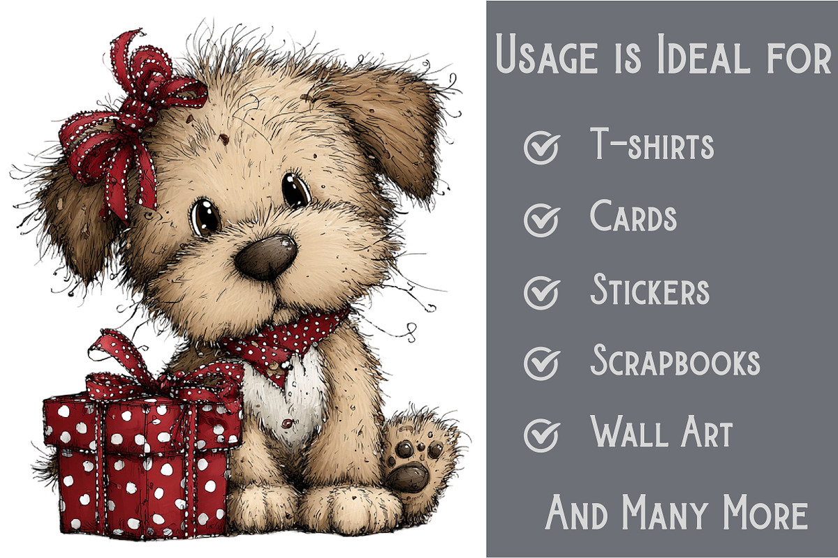 Whimsical Christmas Dog Clipart, an Illustration by Pixels.Craft (Photo 3 of 6)