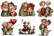 Romantic Elderly Couple Png Bundle, an Illustration by Craft Nest (Thumbnail 4 of 11)