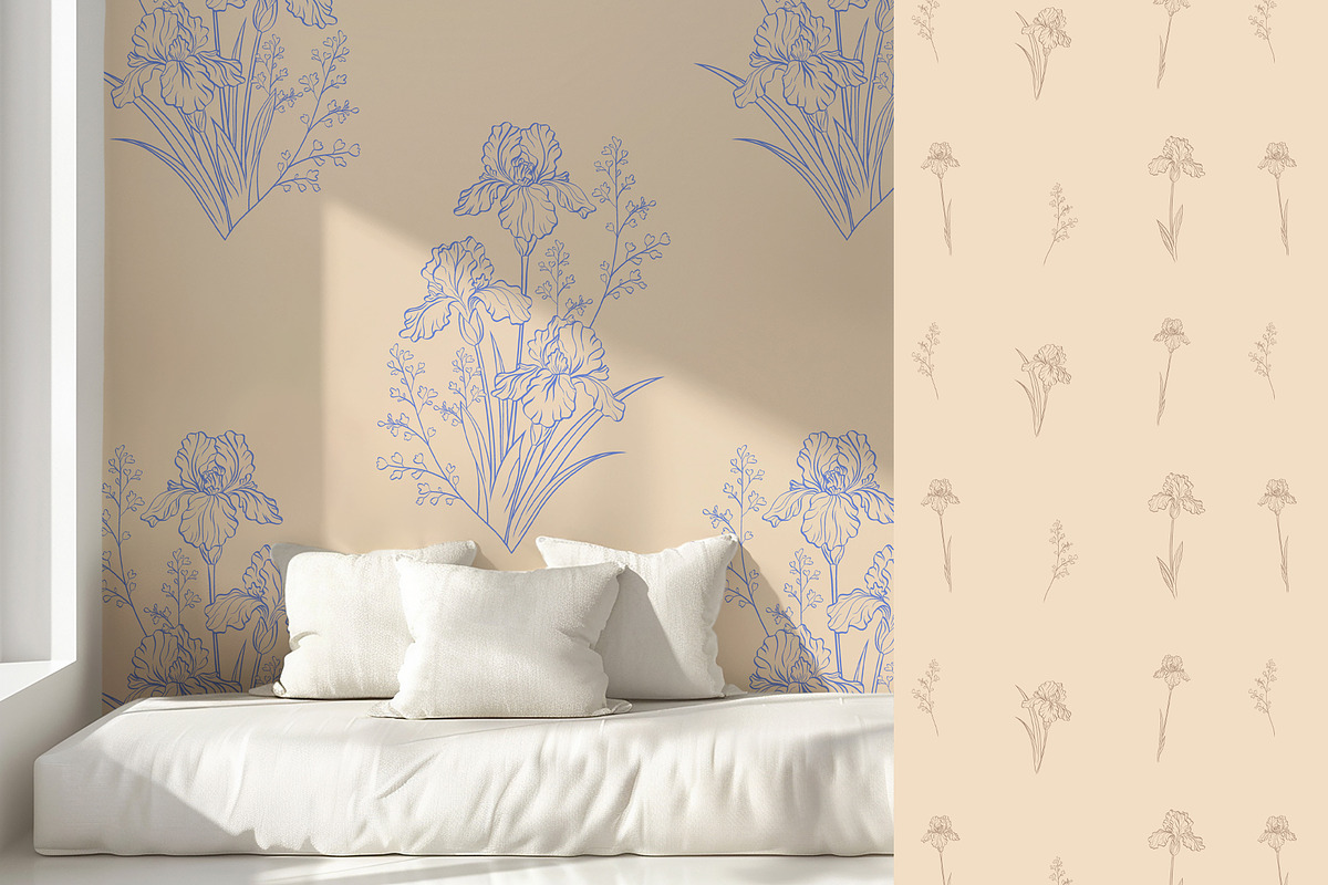 Vintage Blue Irises patterns, a Pattern Graphic by Carpet Tapete Pretzel (Photo 12 of 16)