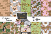 Coffee Pattern, a Pattern Graphic by GlamArtZhanna (Thumbnail 1 of 3)