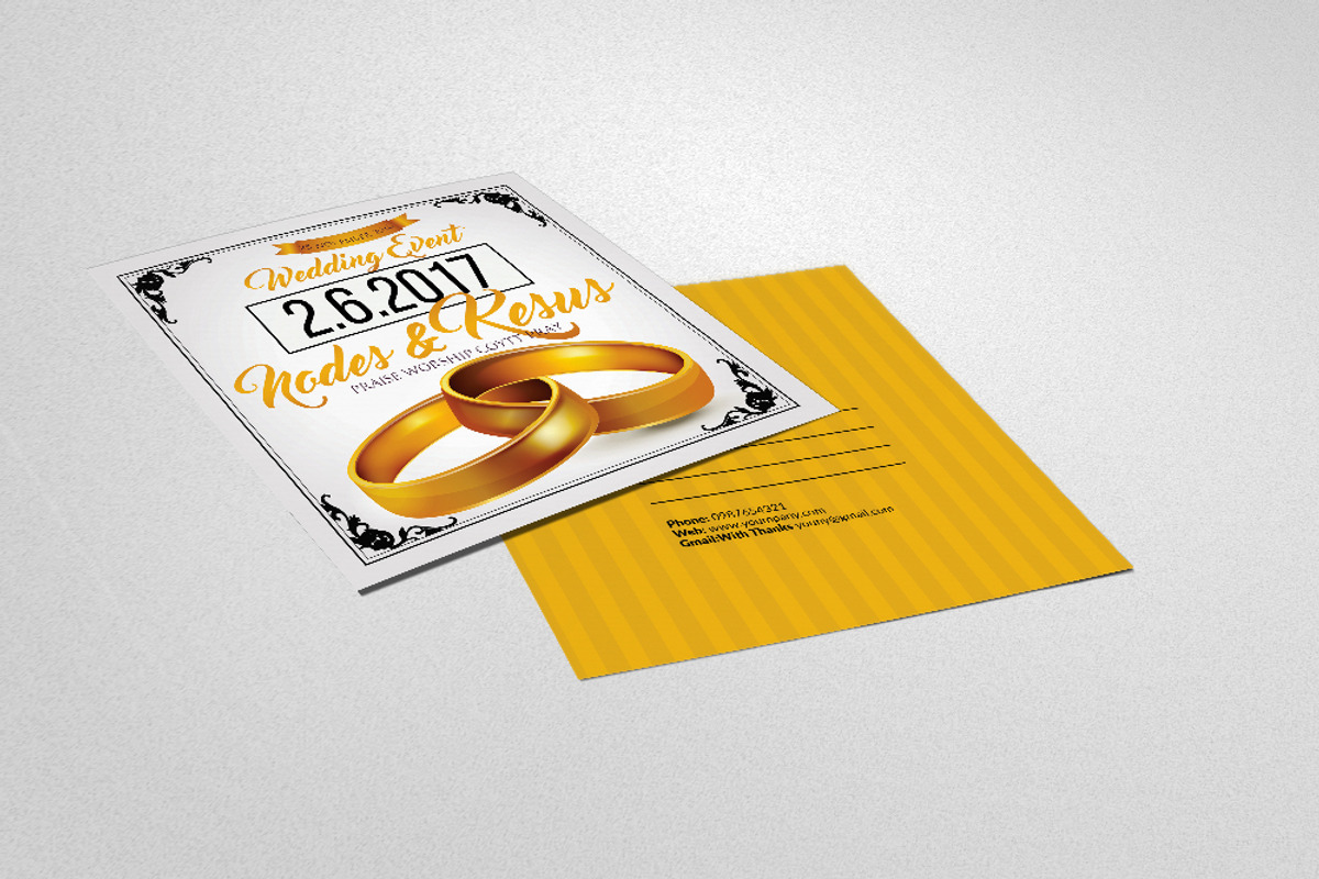 Wedding Invitation Postcard Template, a Card Template by Business Flyers (Photo 4 of 4)