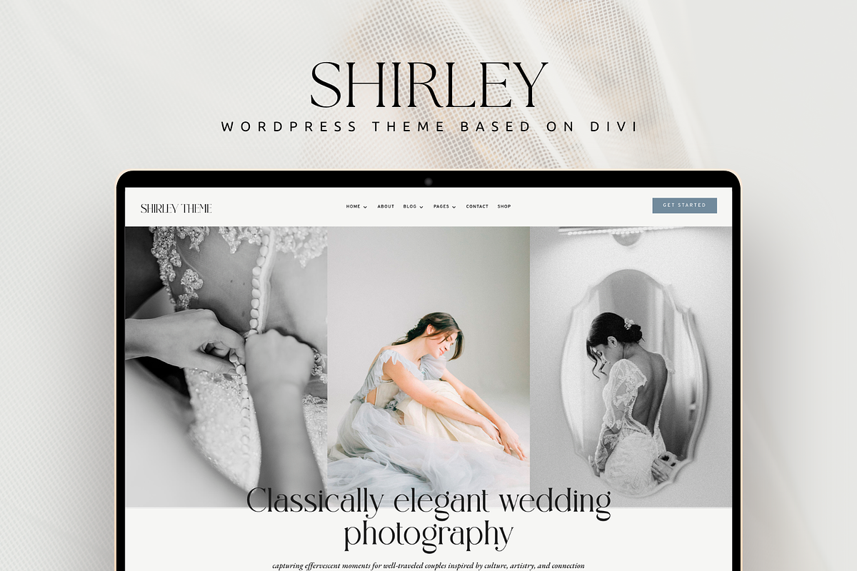 Photography Shirley WordPress Divi 5, a WordPress Template by Lovely Confetti (Photo 1 of 4)