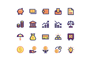 Financial Filled Line Icons