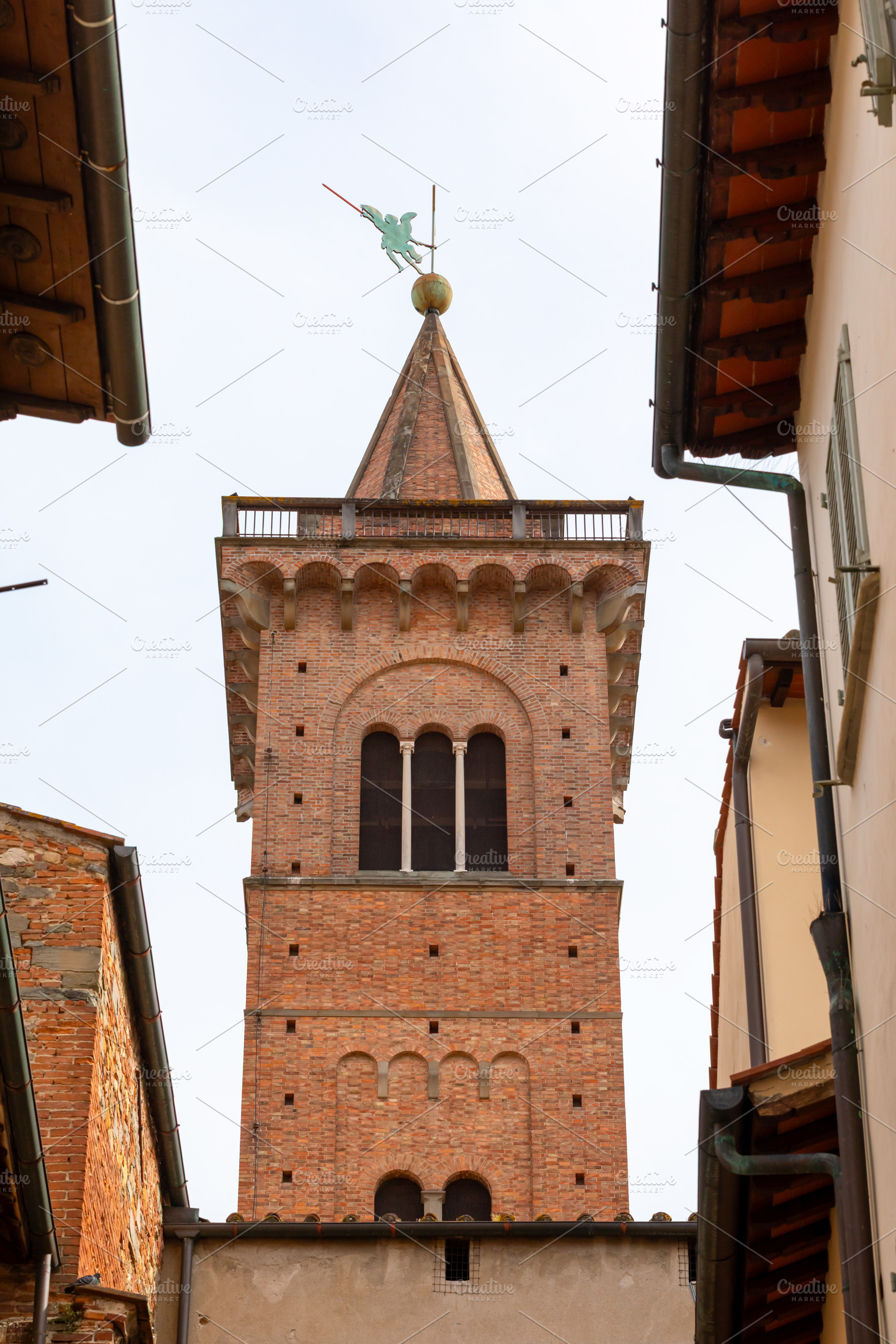 Campanile di Empoli rising above surrounding buildings in Tuscany, Italy, a Photo by Antonio Gravante Market
