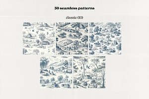 French Toile Seamless Patterns