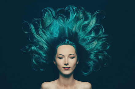 Beautiful girl with long hair containing woman, blue, and face