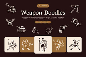 Animated Weapon Drawing Art Set, an Outline Icon by Vectors Market