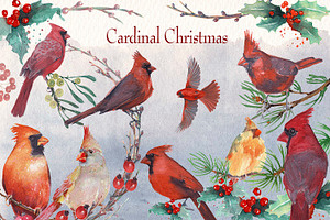 Cardinal Christmas Watercolor