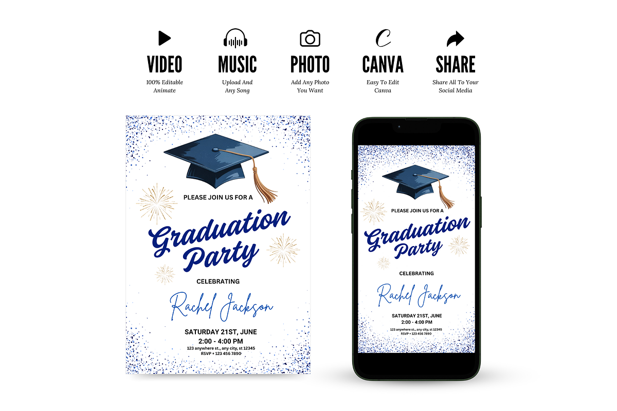 Blue Graduation Invitation, an Invitation Template by Earth5168 (Photo 7 of 9)