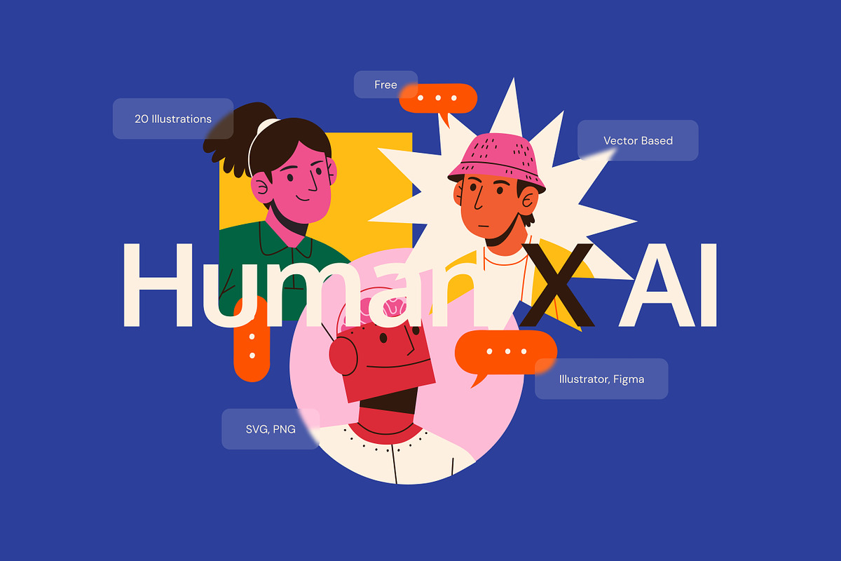 Human X AI Vector Illustrations, a Technology Illustration by Framley (Photo 1 of 8)