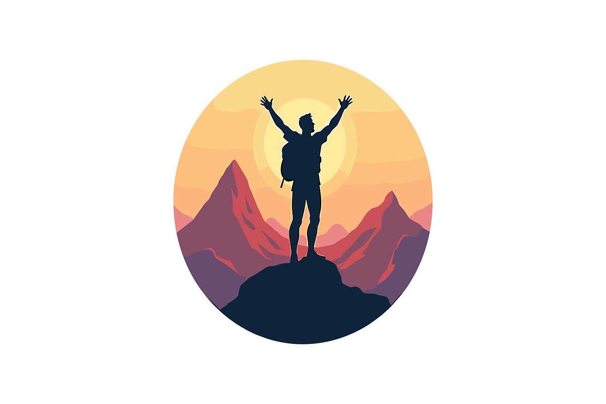 Sunset Hiking Silhouette  Bundle, an Object Graphic by yasushie (Photo 14 of 16)