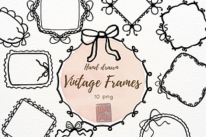 Vintage frame hand drawn line art