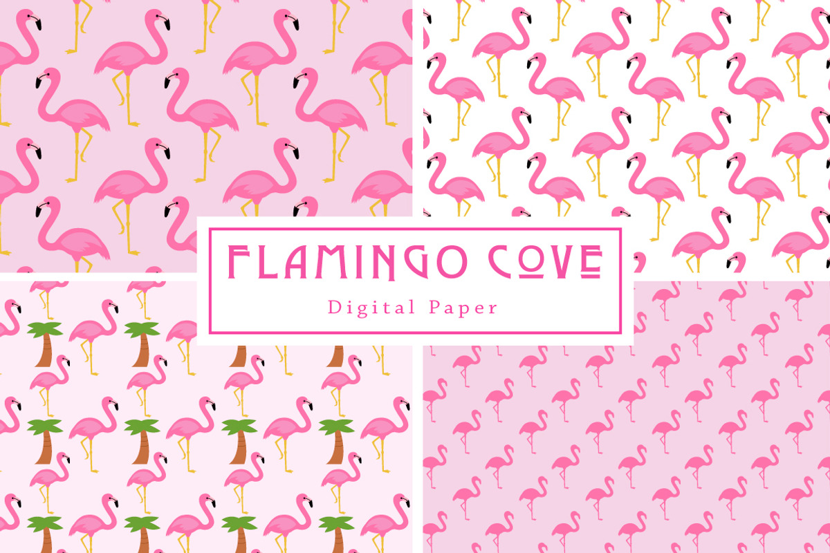 Flamingo Seamless Patterns, a Pattern Graphic by Clover & Lilly (Photo 1 of 5)