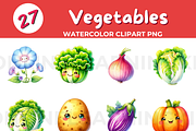 Vegetables watercolor clipart PNG, a Food Illustration by John_Walker (Thumbnail 2 of 3)