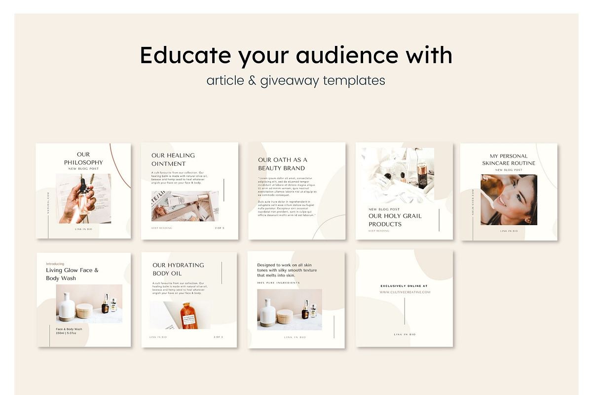 Natural Beauty Instagram Feed Canva, a Social Media Template by Cultive Creative (Photo 9 of 13)